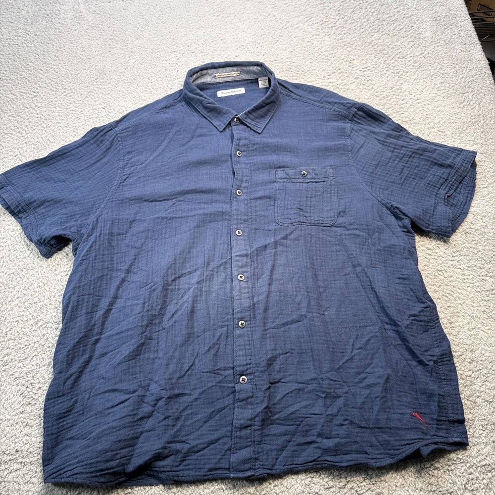 Tommy Bahama Shirt Mens 3XL XXXL Button Up S/S Performance Blue